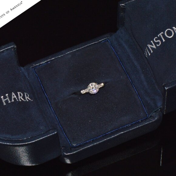 Genuine Harry Winston GIA Certified .77CT Diamond Tryst Platinum Engagement Ring - Picture 2 of 14